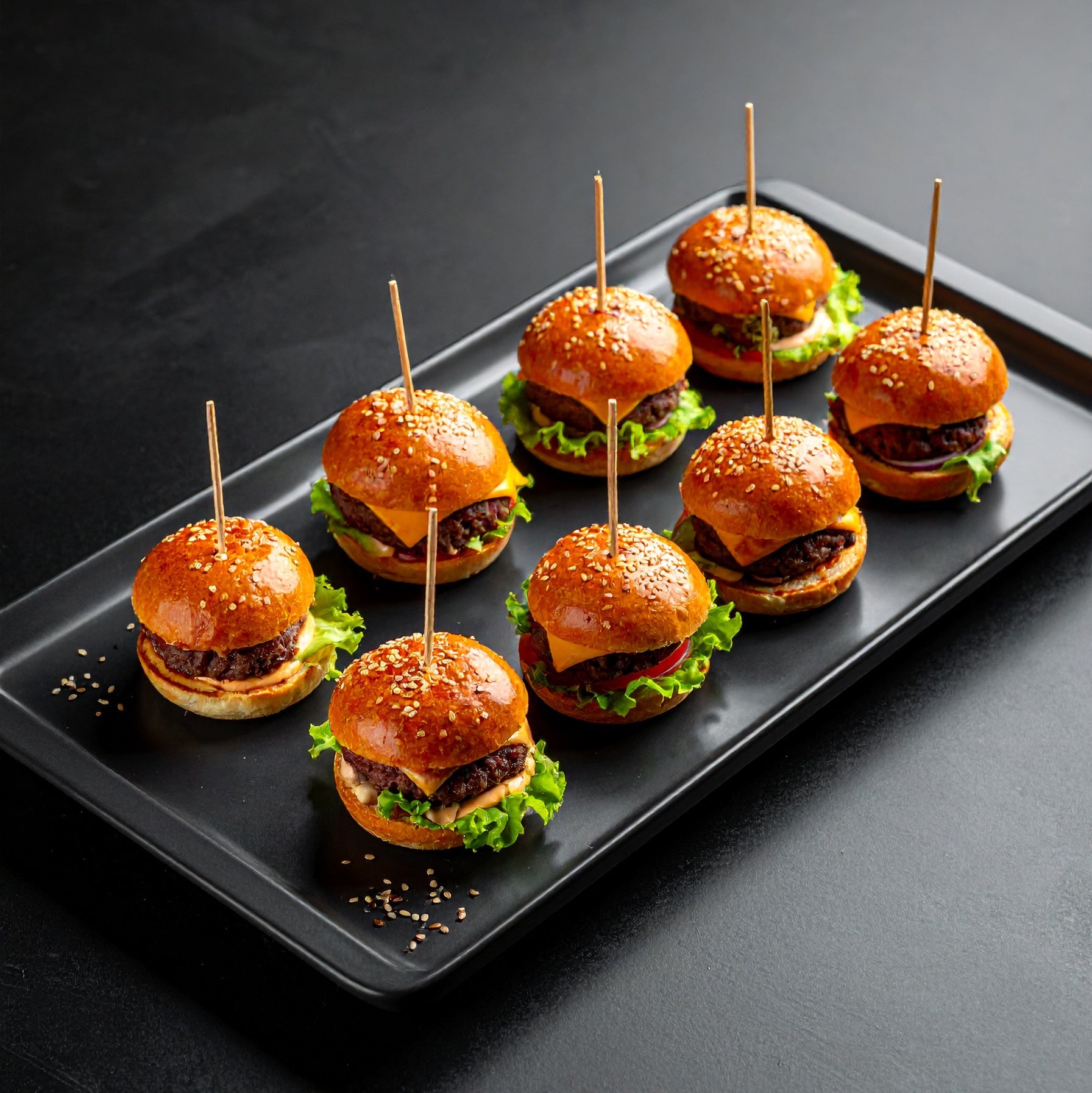 Mini burger : Steak Haché de boeuf origine France, Fromage fondu au Cheddar & Ketchup