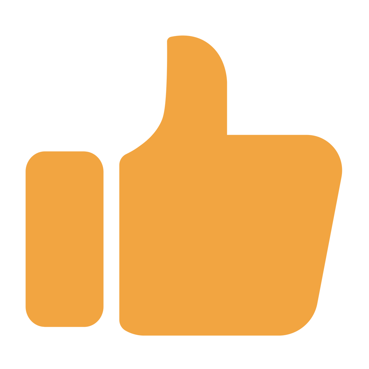 Icône pouce levé orange représentant un like