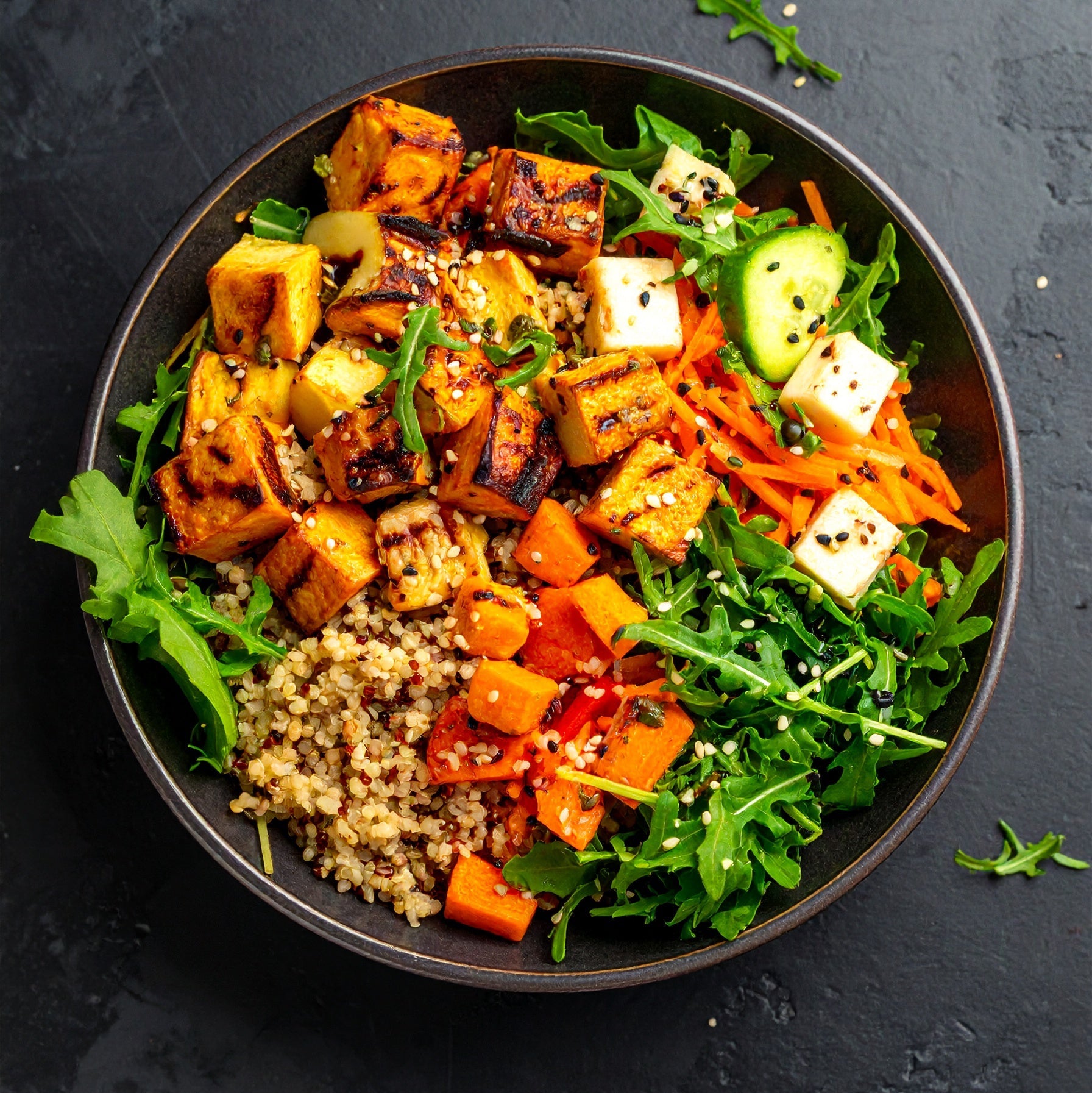  Patate douce, Légumes grillés, Emmental &amp; Carottes
