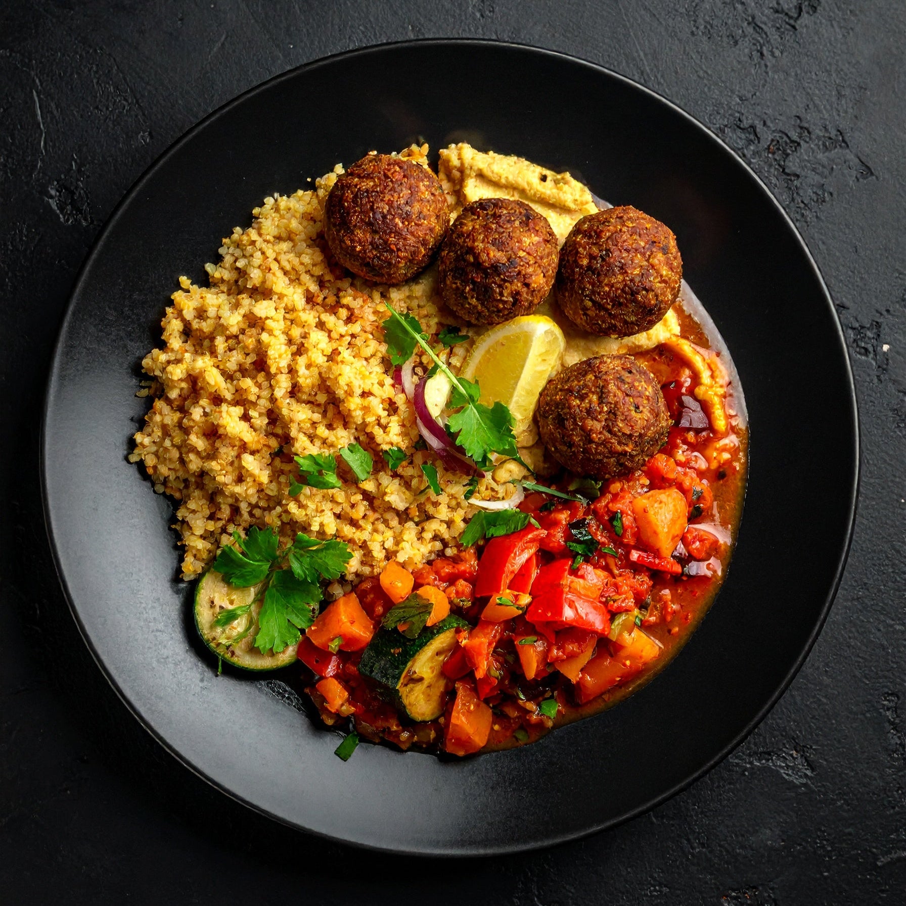 Boulgour, Falafels et Ratatouille