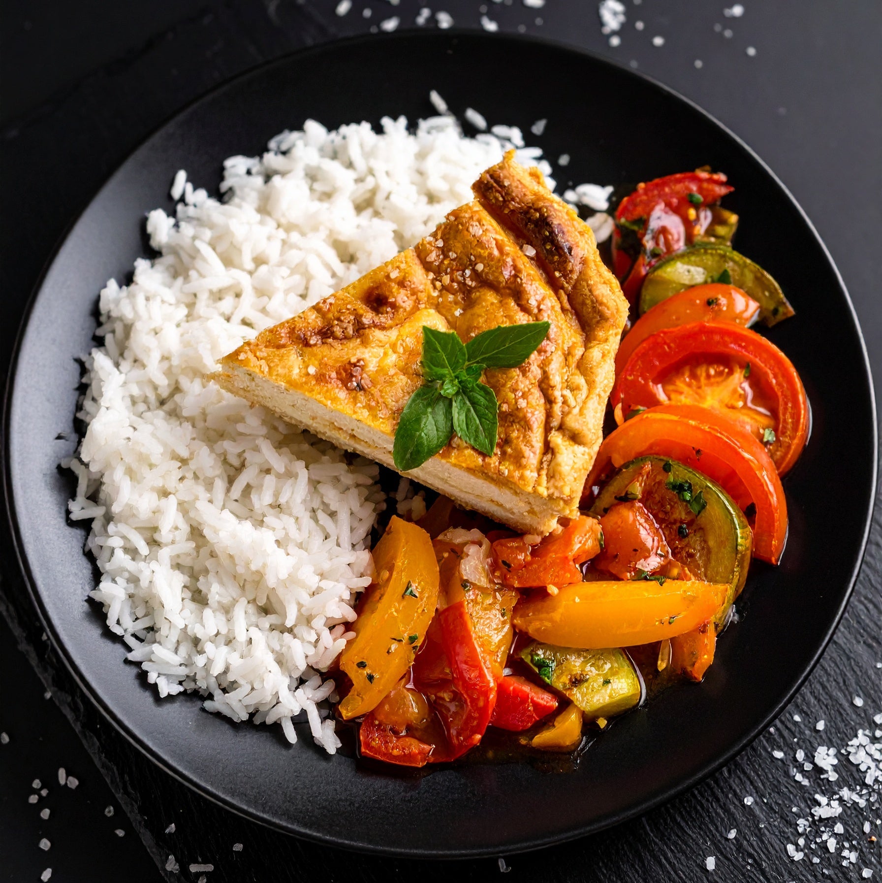 Tarte Chèvre Tomate, Riz &amp; Ratatouille