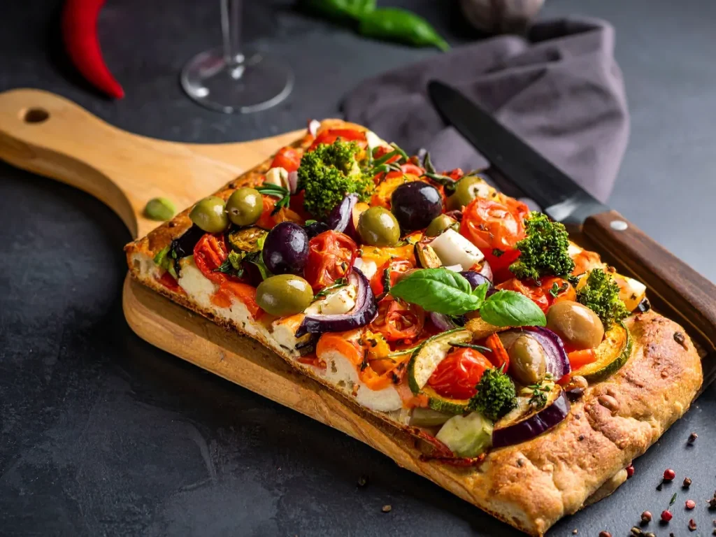 Buffet Végé — focaccia aux légumes du soleil, traiteur Déliss Marseille